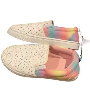 Bocca Girls White Star Slip on Sneakers Kids Canvas Walking Shoes Size